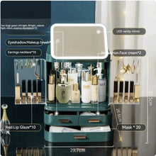 Large-Capacity Desktop Makeup Organizer with Mirror and Light