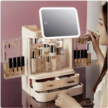 Large-Capacity Desktop Makeup Organizer with Mirror and Light